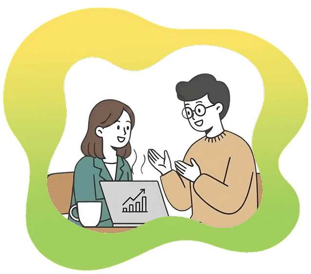 男性と女性が話し合っているイラスト