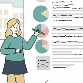 アクセス解析を確認する担当者のイラスト