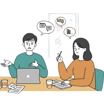 話し合いをして悩んでいる様子のイラスト